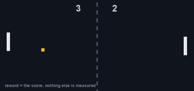 Gym-like evaluation: a game of Pong where the reward counter is the only measurement
